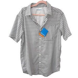 NWT Columbia Men's Gray Striped Shirt size Medium